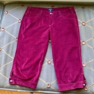 Bebe Pants Y2K Corduroy Capri Burgundy Button Cuffs Low Rise (6)